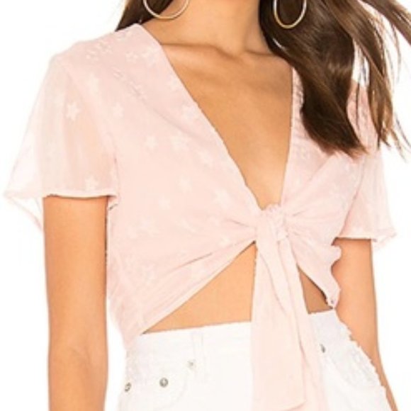 Superdown Blush Star Tie Crop Top - Picture 1 of 4